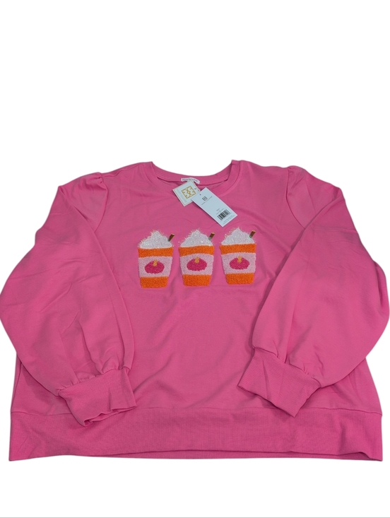 Mary Square Tops - Mary Square Shelby Sweatshirt Top, Cherry Shake Ice Cream Coffee, New, Size 2X